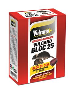 Raticide Souricide Prêt à l'emploi Vulcano BLOC 25