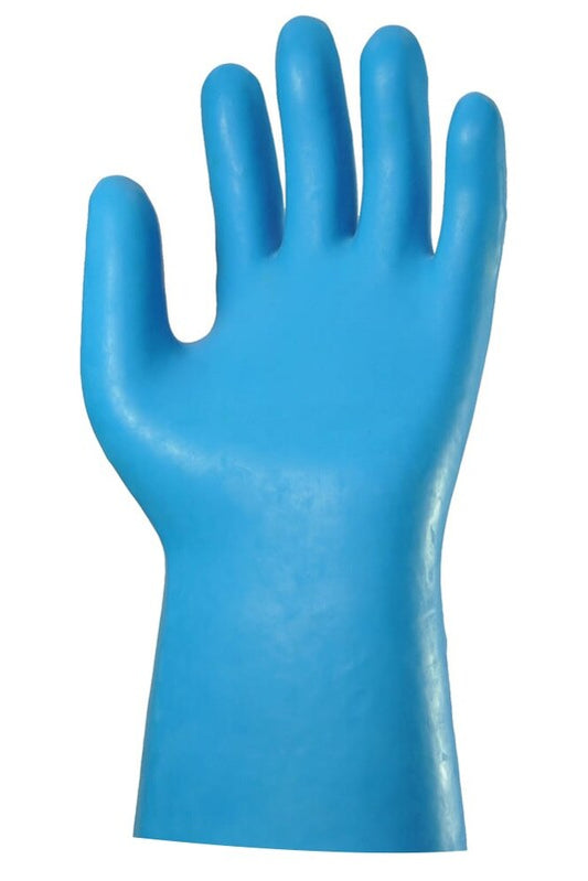 Gant latex bleu sur jersey